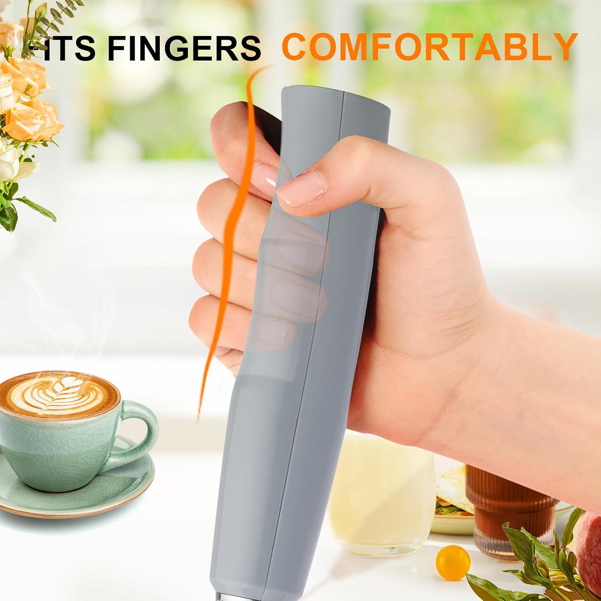 Handheld Milk Frother Wand for Coffee, Rechargeable Electric Whisk - Colors A