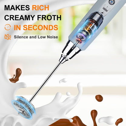 Handheld Milk Frother Wand for Coffee, Rechargeable Electric Whisk - Colors A