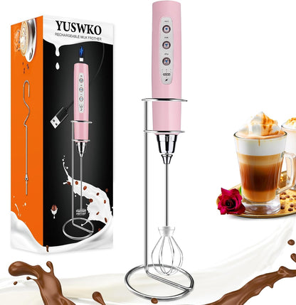 Handheld Milk Frother Wand for Coffee, Rechargeable Electric Whisk - Colors A