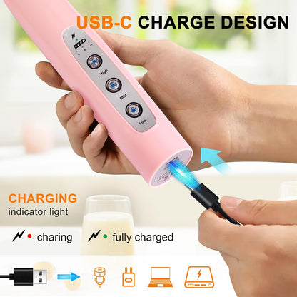 Handheld Milk Frother Wand for Coffee, Rechargeable Electric Whisk - Colors A