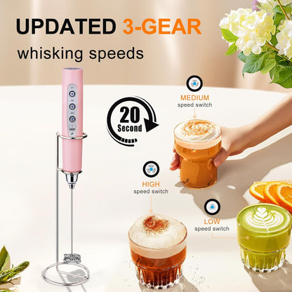 Handheld Milk Frother Wand for Coffee, Rechargeable Electric Whisk - Colors A