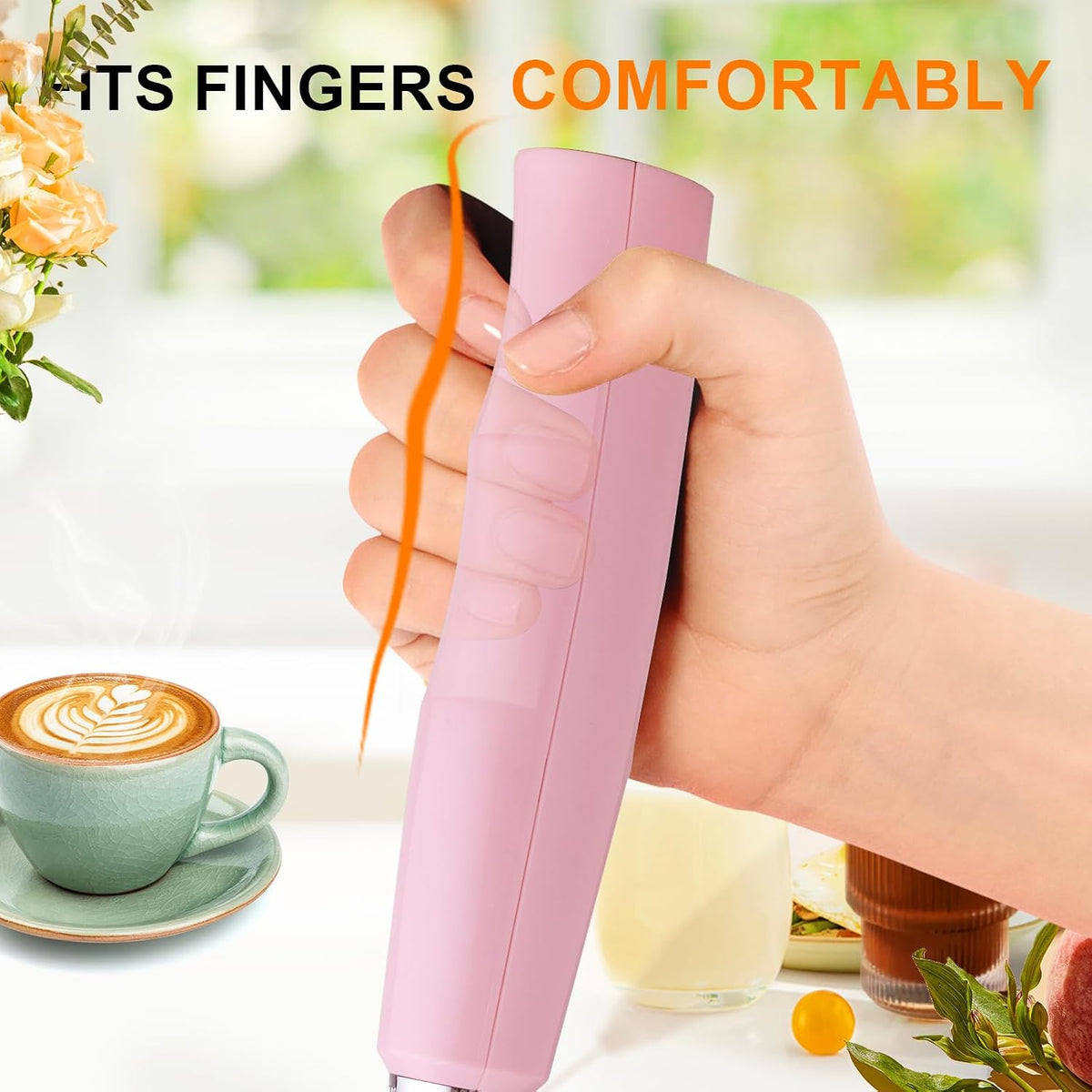 Handheld Milk Frother Wand for Coffee, Rechargeable Electric Whisk - Colors A