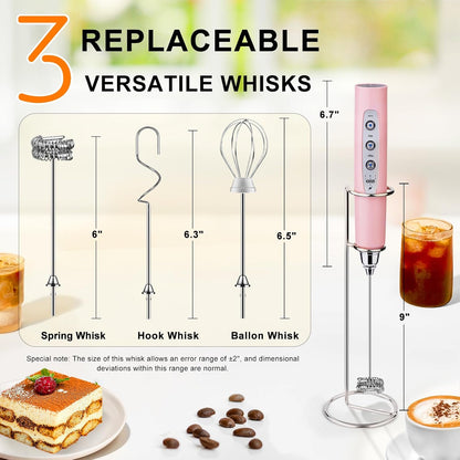 Handheld Milk Frother Wand for Coffee, Rechargeable Electric Whisk - Colors A