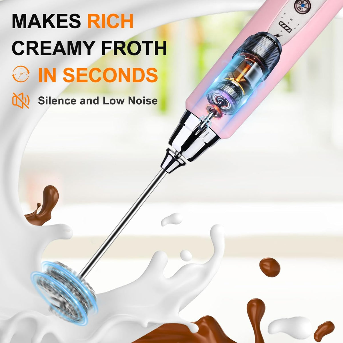 Handheld Milk Frother Wand for Coffee, Rechargeable Electric Whisk - Colors A