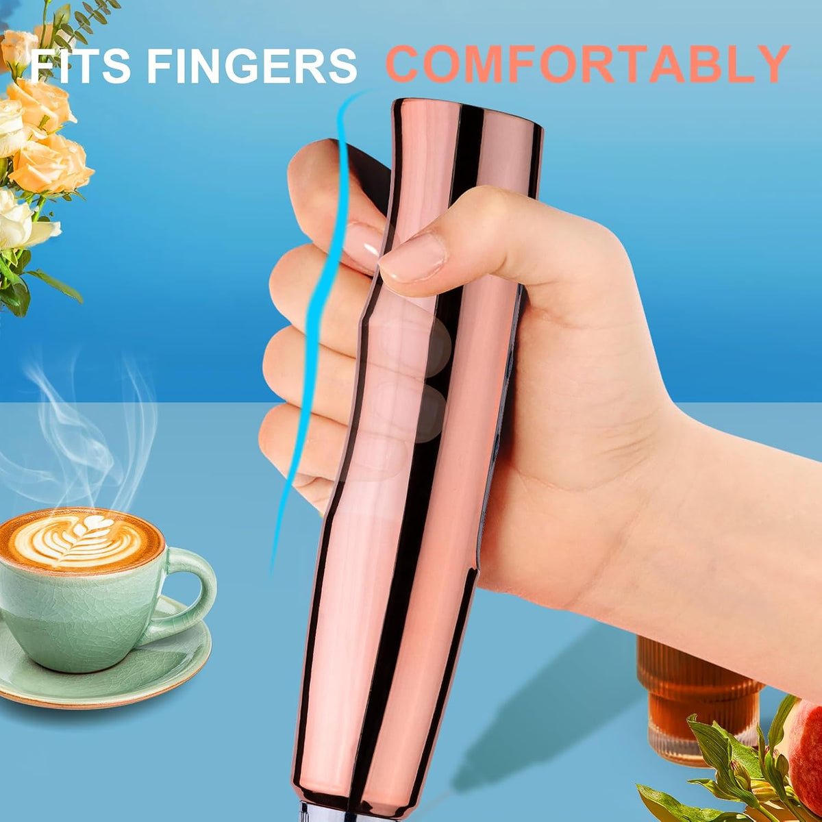 Handheld Milk Frother Wand for Coffee, Rechargeable Electric Whisk - Colors A