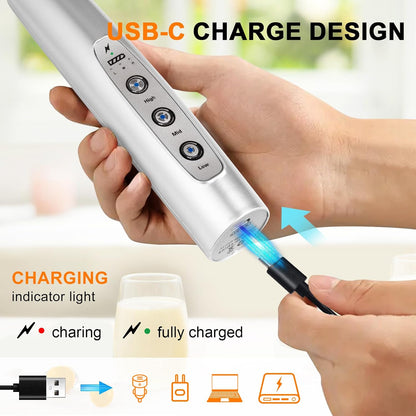 Handheld Milk Frother Wand for Coffee, Rechargeable Electric Whisk - Colors A