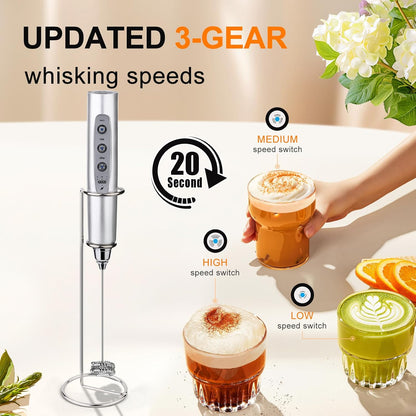 Handheld Milk Frother Wand for Coffee, Rechargeable Electric Whisk - Colors A