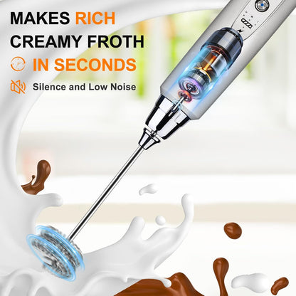 Handheld Milk Frother Wand for Coffee, Rechargeable Electric Whisk - Colors A