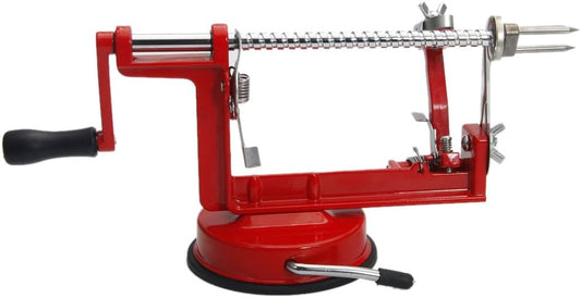 3 In 1 Apple Peeler Slicer Corer,Kitchen Vegetable Fruit Peeler Machine,Stainless Steel Potato Skin Peelers Remover,Hand Crank Apple Peeler Slicer,with Base,for Peeling Pear Apples and Potato (Red)