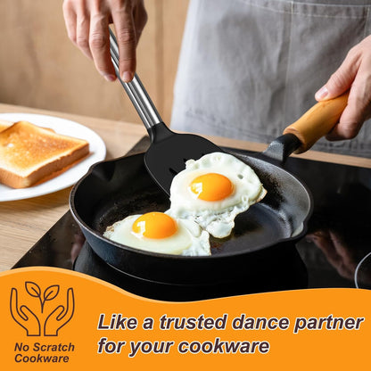 Silicone Cooking Utensils Set, 4Pcs Spatula and Spoon Set, Black