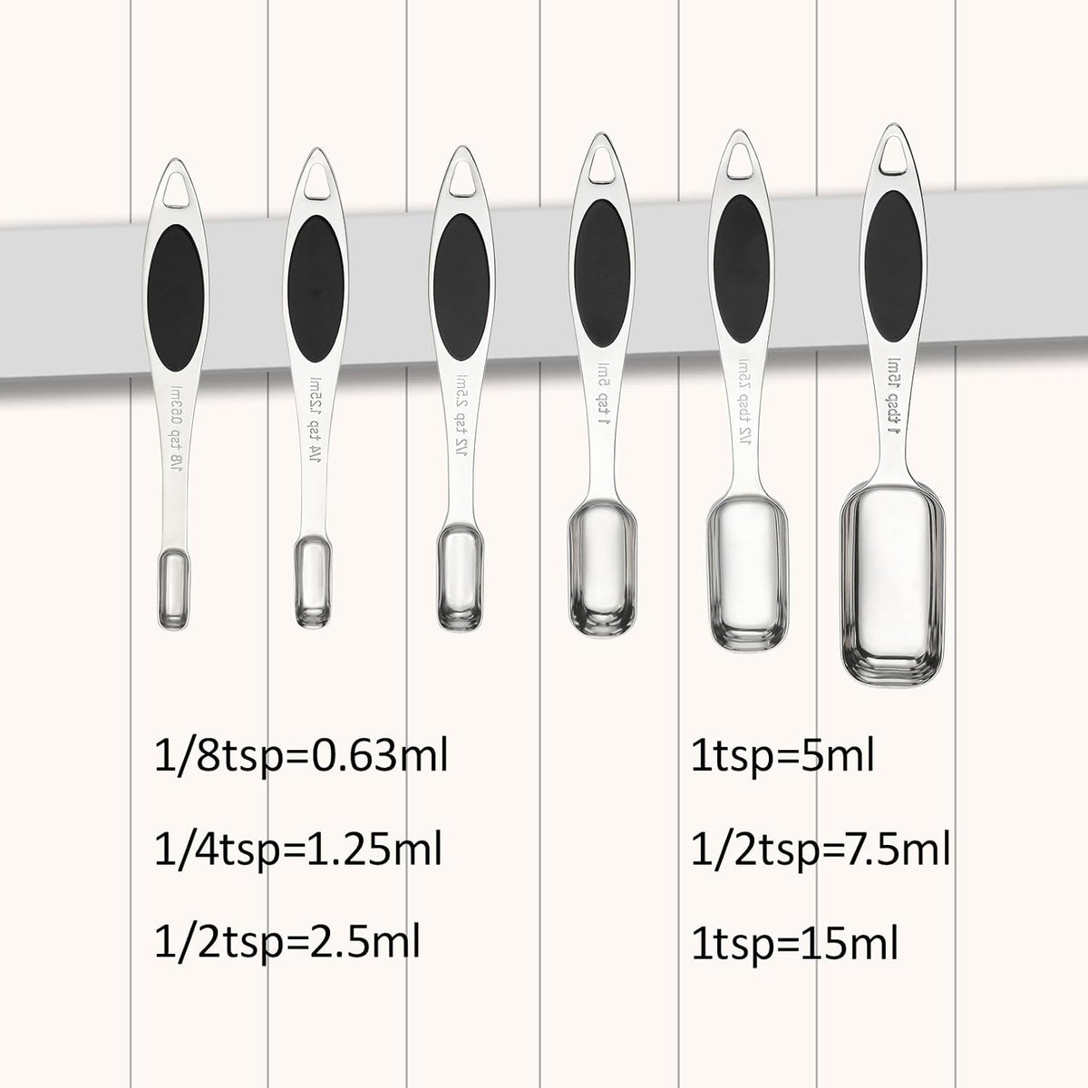 Magnetic Measuring Spoons Set of 7,Stainless Steel Measuring Spoons