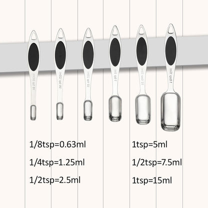 Magnetic Measuring Spoons Set of 7,Stainless Steel Measuring Spoons