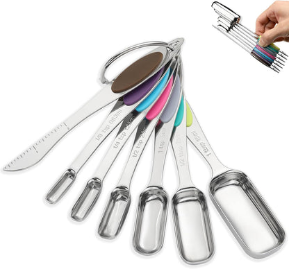 Magnetic Measuring Spoons Set of 7,Stainless Steel Measuring Spoons