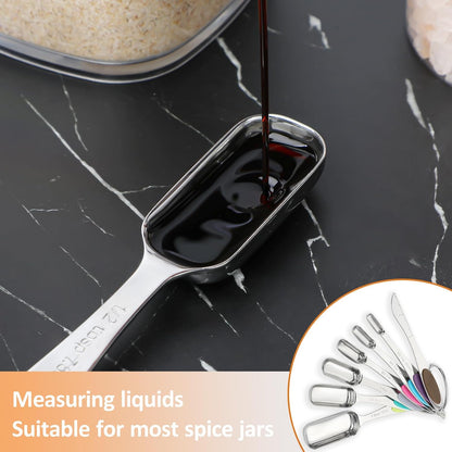 Magnetic Measuring Spoons Set of 7,Stainless Steel Measuring Spoons