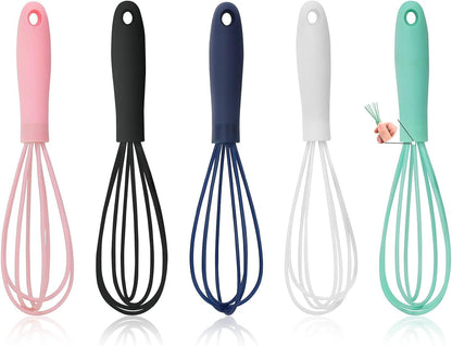 5 Pcs Silicone Mini Whisk,Stainless Steel Dough Small Whisk