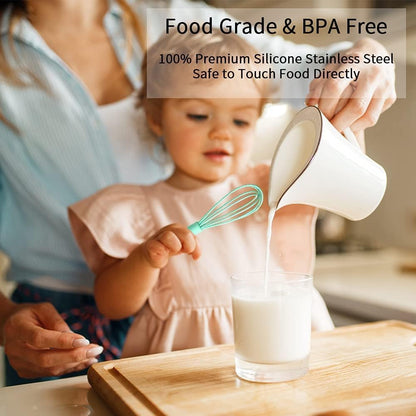 5 Pcs Silicone Mini Whisk,Stainless Steel Dough Small Whisk