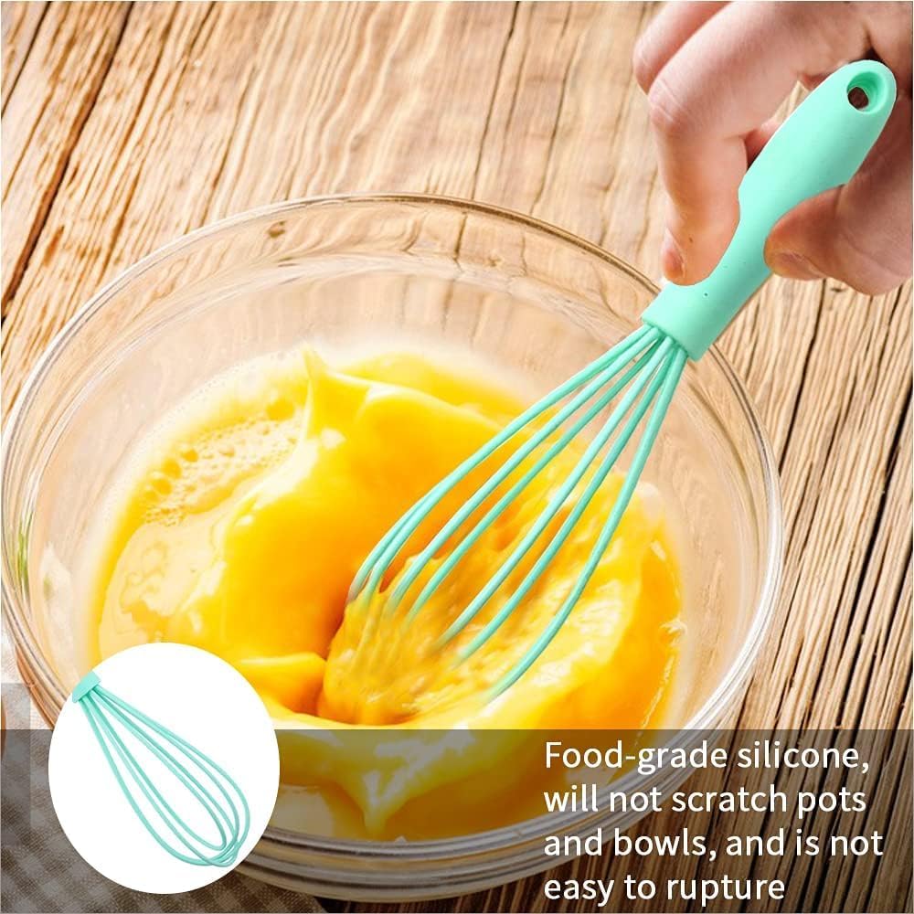 5 Pcs Silicone Mini Whisk,Stainless Steel Dough Small Whisk