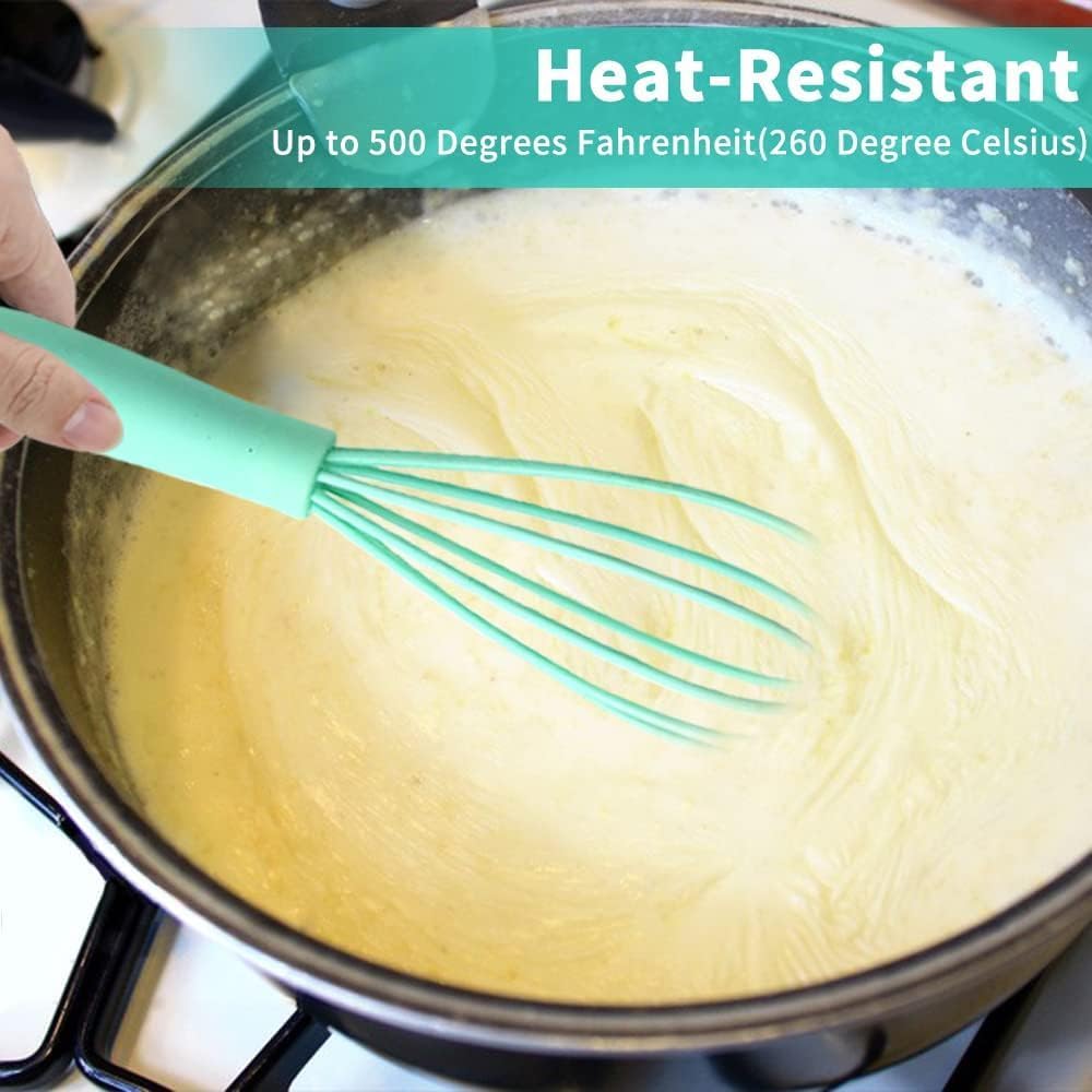 5 Pcs Silicone Mini Whisk,Stainless Steel Dough Small Whisk