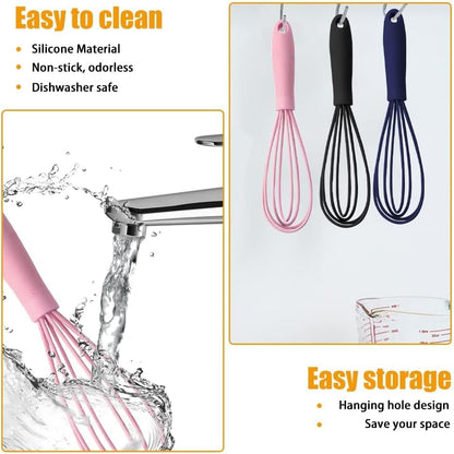5 Pcs Silicone Mini Whisk,Stainless Steel Dough Small Whisk