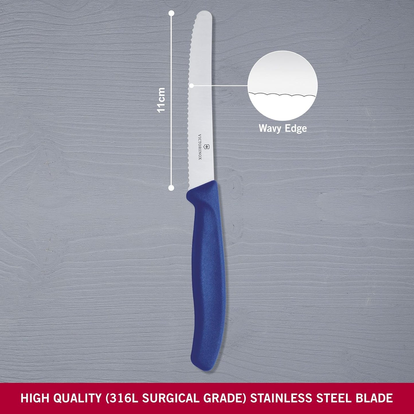 Swiss Classic 4.3 In Tomato and Table Knife,Serrated Blade, Red | stainless steel blade for precision cutting of soft-skin fruits and vegetables. Ergonomic non-slip handle.