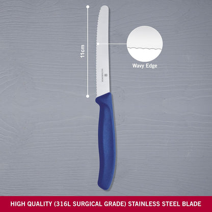 Swiss Classic 4.3 In Tomato and Table Knife,Serrated Blade, Red | stainless steel blade for precision cutting of soft-skin fruits and vegetables. Ergonomic non-slip handle.