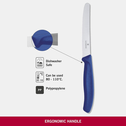 Swiss Classic 4.3 In Tomato and Table Knife,Serrated Blade, Red | stainless steel blade for precision cutting of soft-skin fruits and vegetables. Ergonomic non-slip handle.