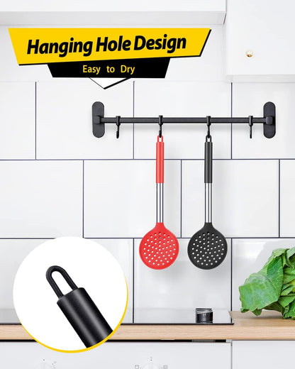 Silicone Kitchen Ladle Strainer, 2 Pack, Black-Red