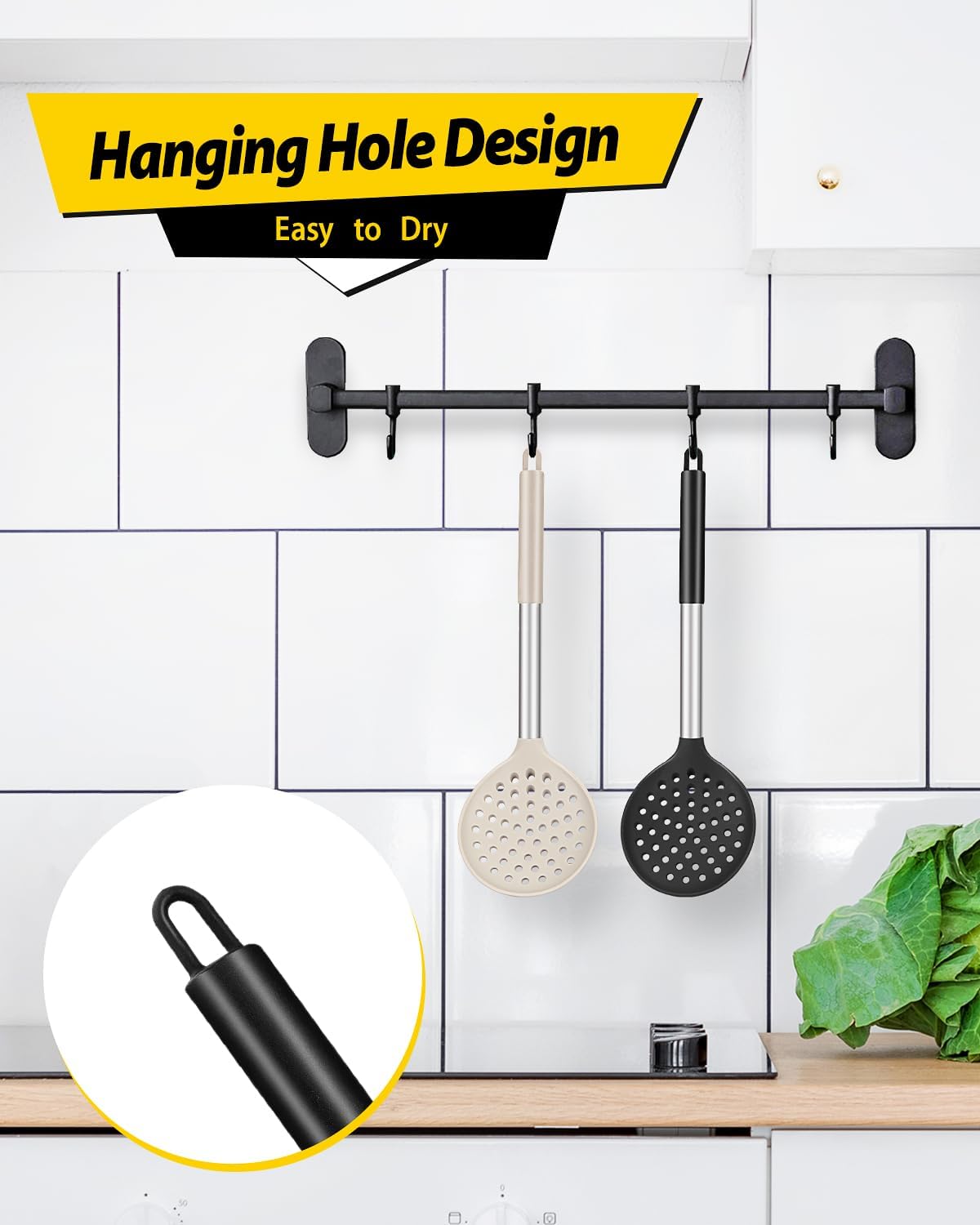 Silicone Kitchen Ladle Strainer, 2 Pack, Black-Red