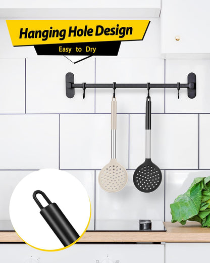Silicone Kitchen Ladle Strainer, 2 Pack, Black-Red