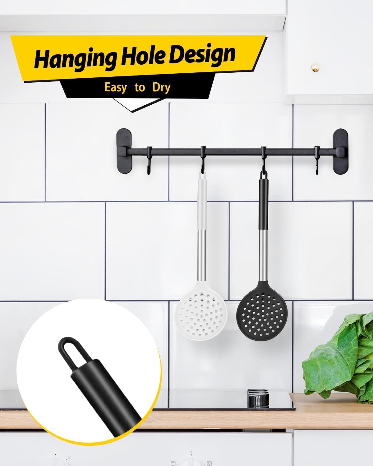 Silicone Kitchen Ladle Strainer, 2 Pack, Black-Red