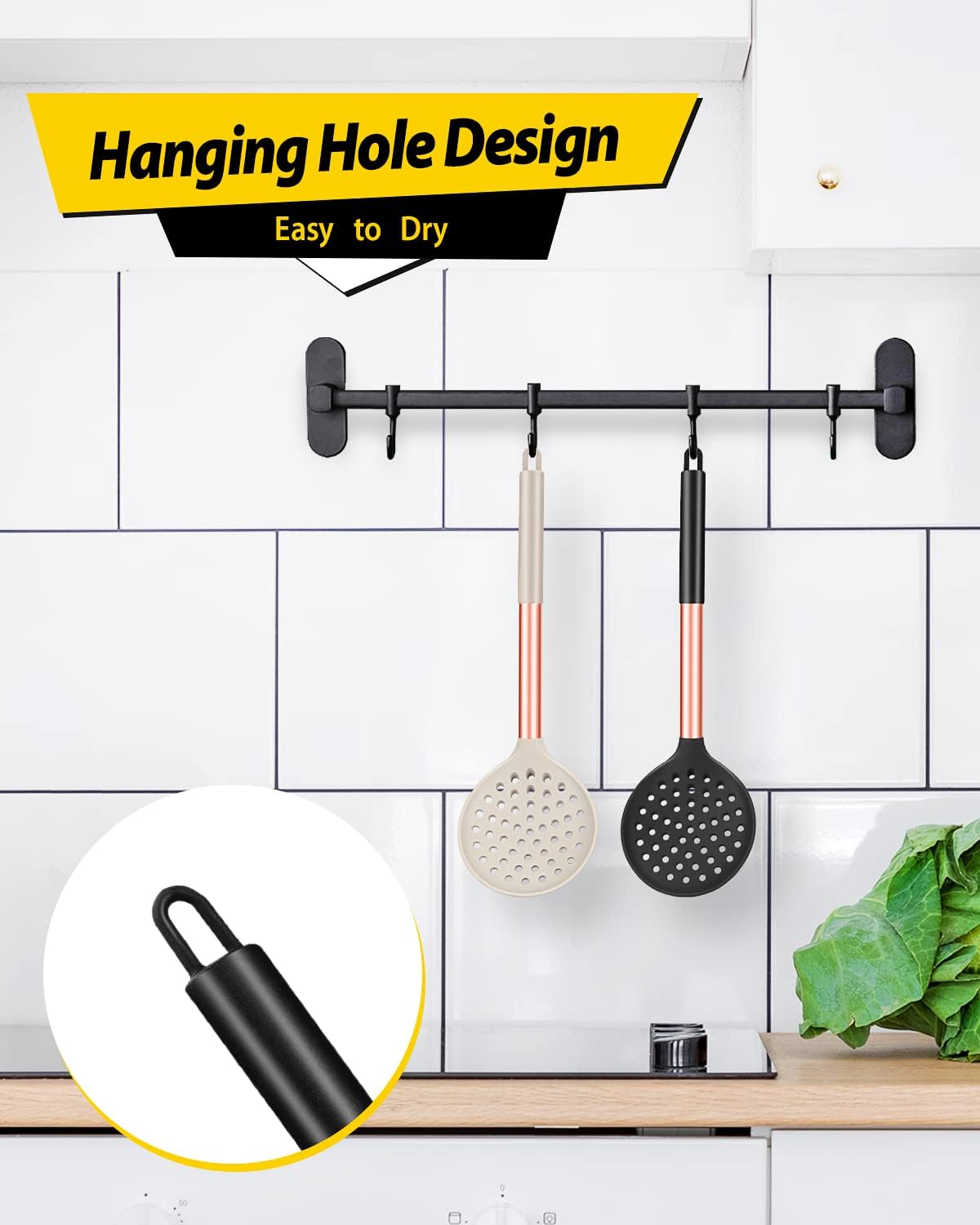 Silicone Kitchen Ladle Strainer, 2 Pack, Black-Red