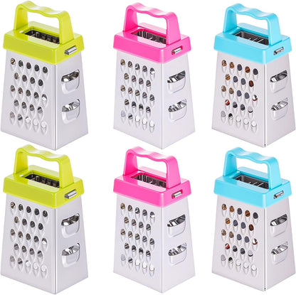6 Pcs Mini Cheese Grater Stainless Steel Box Grater Fine Coarse Handheld Slicer with 4 Sides Small Box Food Shredder Safe Zester for Kitchen Cheese Garlic Ginger Vegetable Potatoes