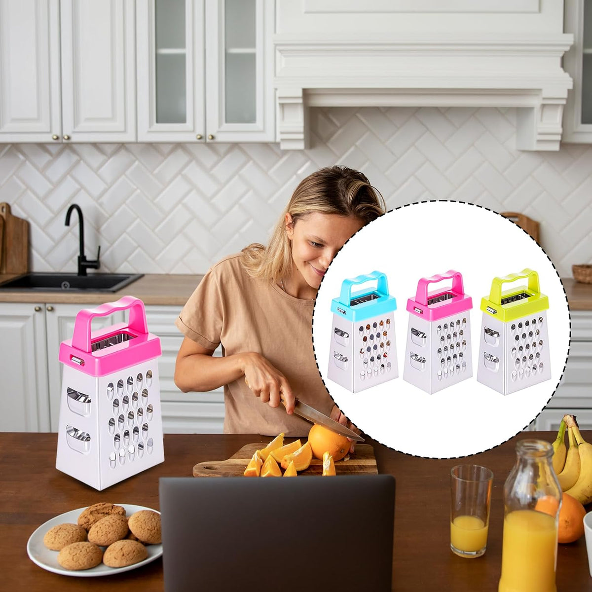 6 Pcs Mini Cheese Grater Stainless Steel Box Grater Fine Coarse Handheld Slicer with 4 Sides Small Box Food Shredder Safe Zester for Kitchen Cheese Garlic Ginger Vegetable Potatoes
