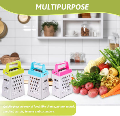 6 Pcs Mini Cheese Grater Stainless Steel Box Grater Fine Coarse Handheld Slicer with 4 Sides Small Box Food Shredder Safe Zester for Kitchen Cheese Garlic Ginger Vegetable Potatoes