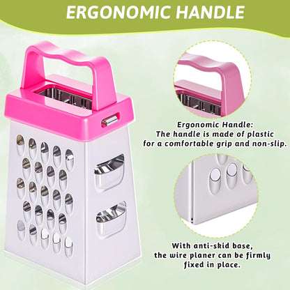 6 Pcs Mini Cheese Grater Stainless Steel Box Grater Fine Coarse Handheld Slicer with 4 Sides Small Box Food Shredder Safe Zester for Kitchen Cheese Garlic Ginger Vegetable Potatoes