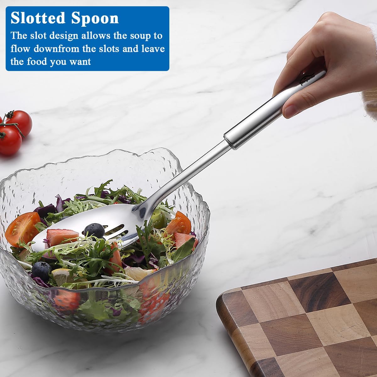 Kitchen Skimmer Slotted Spoons for Straining 2 pcs 13", Stainless Steel Kitchen Spider Strainer Ladle Spoon for Straining Pasta/Cooking/Frying/Noodle, Metal Kitchen Utensils Pasta Spoon