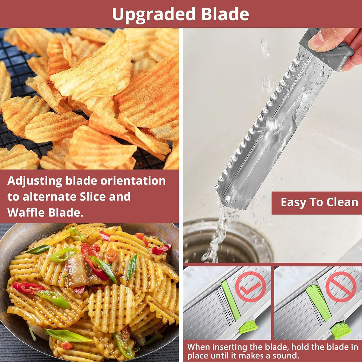 24-In-1 Mandoline Slicer for Kitchen-Stainless Steel Mandolin-Waffle Cutter