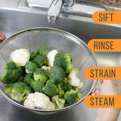 Set of 3 Stainless Steel Colander Strainers Net Baskets