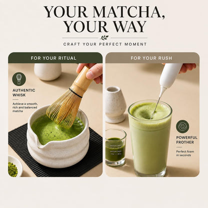 ® MATCHA WHISK SET PREMIUM 11pcs - Professional Matcha Kit Set with Matcha Bowl, Matcha Whisk, Milk Frother, Spoon, Sifter, Scoop, Stand, Cup, Tea Mat, Cloth - Matcha Bowl Set