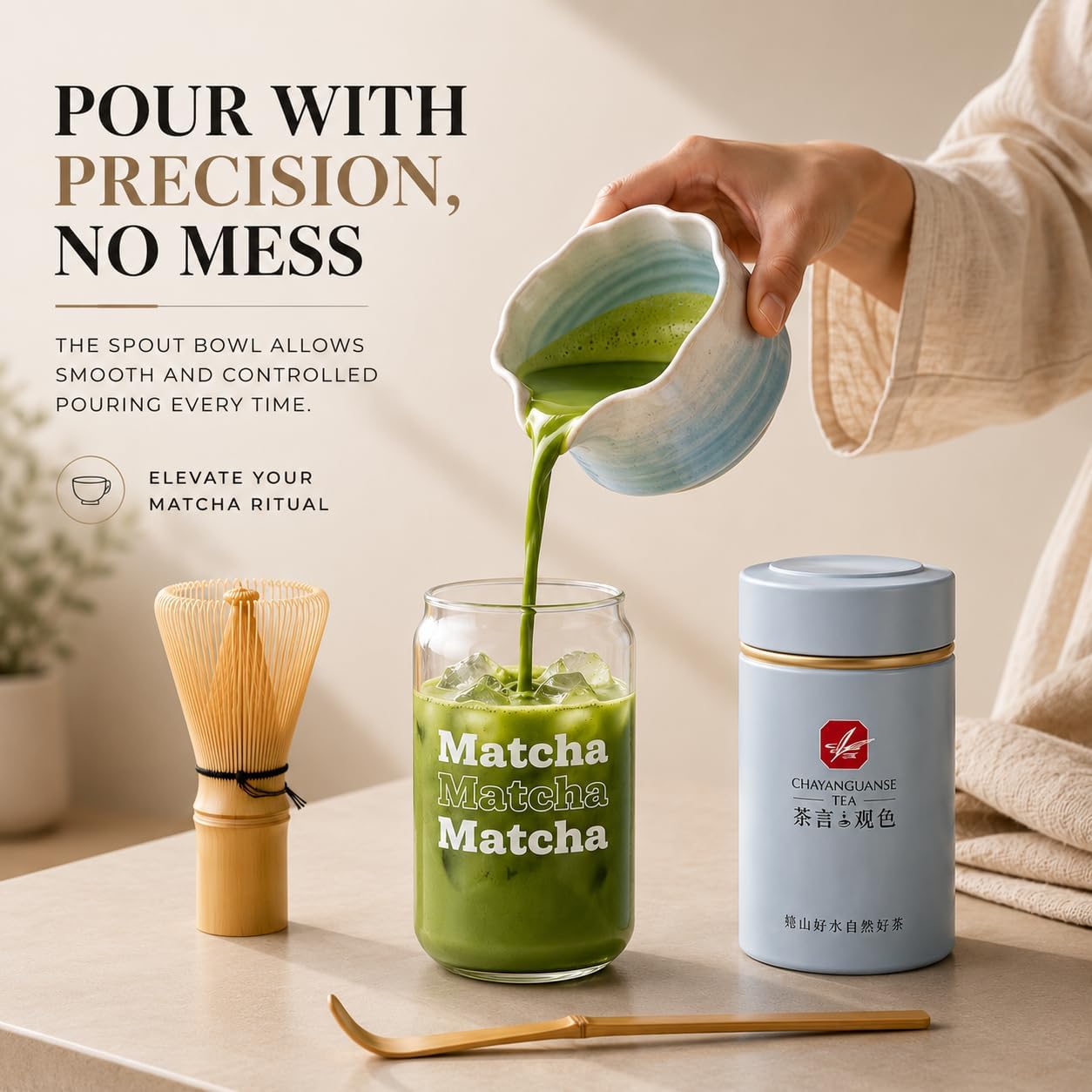 ® MATCHA WHISK SET PREMIUM 11pcs - Professional Matcha Kit Set with Matcha Bowl, Matcha Whisk, Milk Frother, Spoon, Sifter, Scoop, Stand, Cup, Tea Mat, Cloth - Matcha Bowl Set