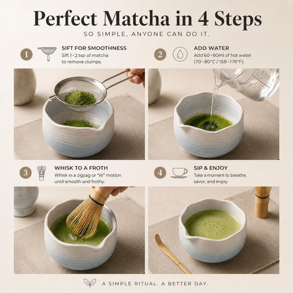 ® MATCHA WHISK SET PREMIUM 11pcs - Professional Matcha Kit Set with Matcha Bowl, Matcha Whisk, Milk Frother, Spoon, Sifter, Scoop, Stand, Cup, Tea Mat, Cloth - Matcha Bowl Set