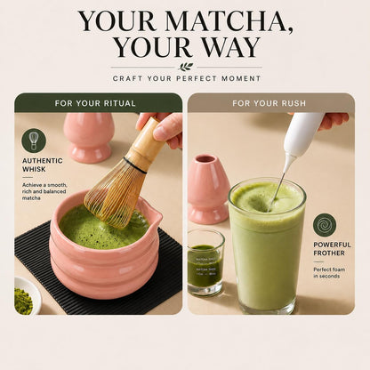 ® MATCHA WHISK SET PREMIUM 11pcs - Professional Matcha Kit Set with Matcha Bowl, Matcha Whisk, Milk Frother, Spoon, Sifter, Scoop, Stand, Cup, Tea Mat, Cloth - Matcha Bowl Set