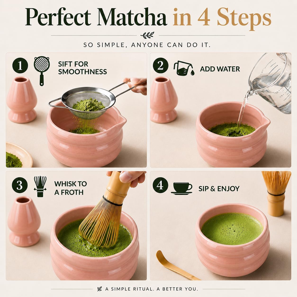 ® MATCHA WHISK SET PREMIUM 11pcs - Professional Matcha Kit Set with Matcha Bowl, Matcha Whisk, Milk Frother, Spoon, Sifter, Scoop, Stand, Cup, Tea Mat, Cloth - Matcha Bowl Set