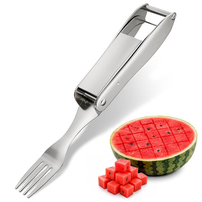 2-in-1 Watermelon Slicer Cutter Tool, Stainless Steel, Cubes & Slices | Watermelon Cutter Slicer Tool; Fast Clean Cuts; Dishwasher Safe; for Cutting & Serving; for BBQ, Picnic, Camping & Snack Prep