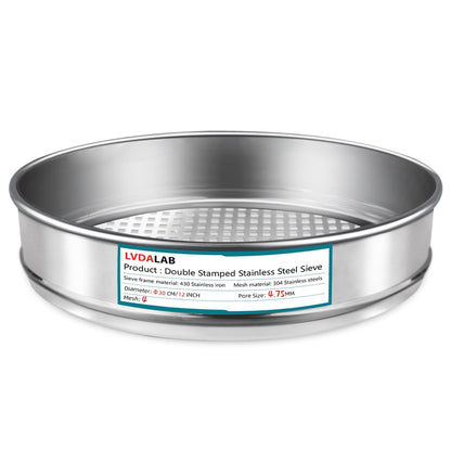 12" (30cm) 304 Stainless Steel Lab Sieve, 100 Mesh (0.15mm) Screen Sifter - Colors B
