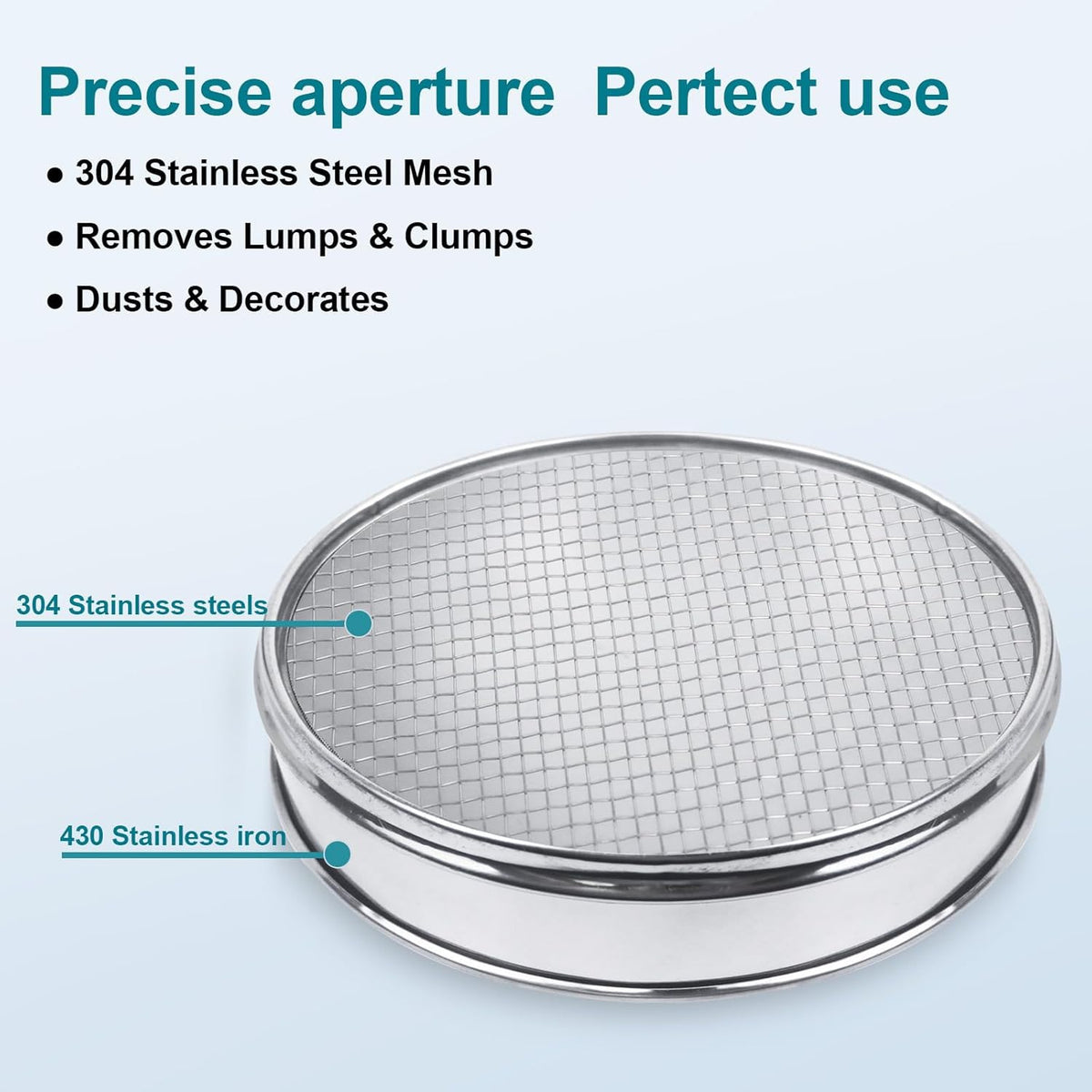 12" (30cm) 304 Stainless Steel Lab Sieve, 100 Mesh (0.15mm) Screen Sifter - Colors B