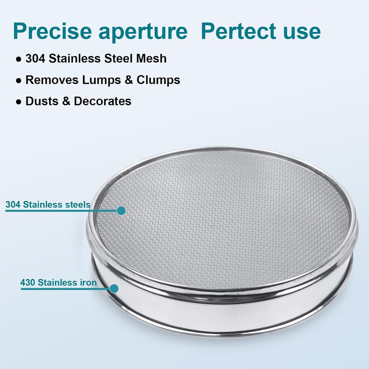 12" (30cm) 304 Stainless Steel Lab Sieve, 100 Mesh (0.15mm) Screen Sifter - Colors B