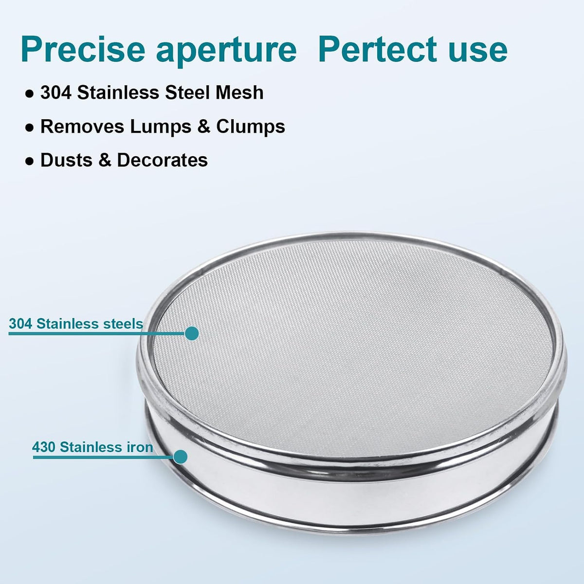 12" (30cm) 304 Stainless Steel Lab Sieve, 100 Mesh (0.15mm) Screen Sifter - Colors B