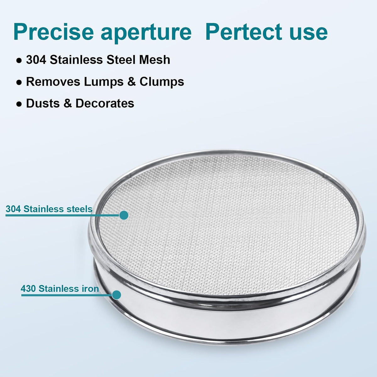 12" (30cm) 304 Stainless Steel Lab Sieve, 100 Mesh (0.15mm) Screen Sifter - Colors B