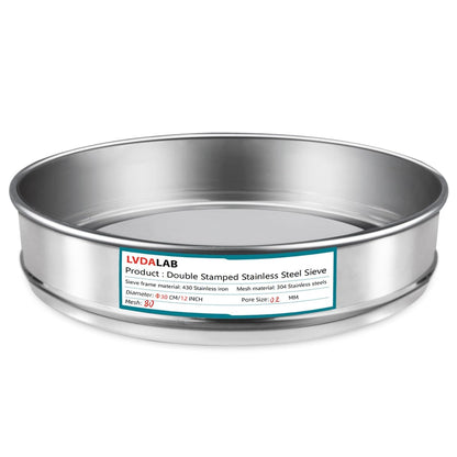 12" (30cm) 304 Stainless Steel Lab Sieve, 100 Mesh (0.15mm) Screen Sifter - Colors B
